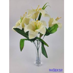 Liliom 5 ágú selyem csokor 32 cm - Vaj