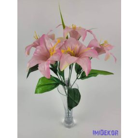 Liliom 5 ágú selyem csokor 32 cm - Rózsaszín