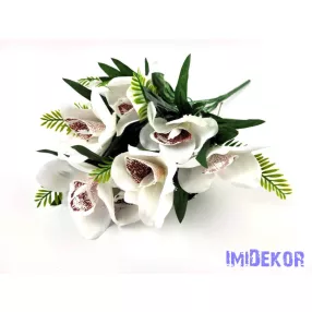 Orchidea 10 ágú selyemvirág csokor 46 cm - Fehér