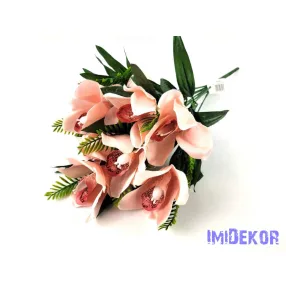 Orchidea 10 ágú selyemvirág csokor 46 cm - Púder