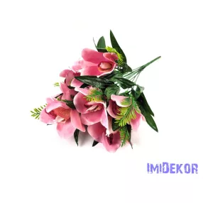 Orchidea 10 ágú selyemvirág csokor 46 cm - Sötét Púder
