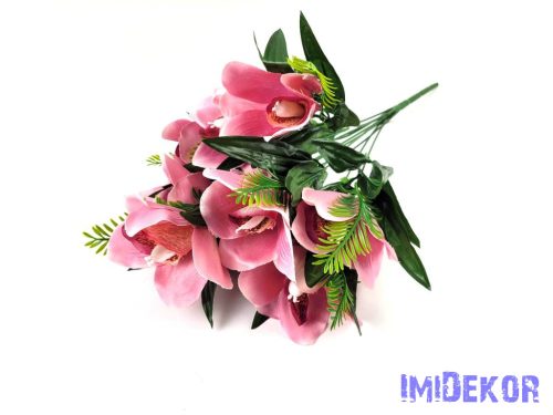 Orchidea 10 ágú selyemvirág csokor 46 cm - Sötét Púder