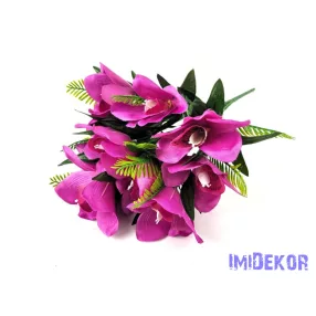   Orchidea 10 ágú selyemvirág csokor 46 cm - Lilás Rózsaszín