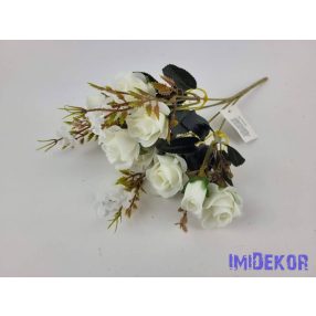 Rózsa + bimbós 5 ágú csokor 30 cm - Krém