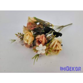 Rózsa + bimbós 5 ágú csokor 30 cm - Barackos Mix