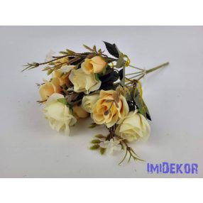   Rózsa + bimbós 5 ágú csokor 30 cm - Halvány Barackos Mix