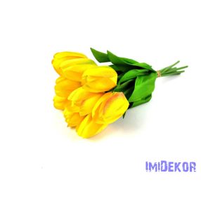 Tulipán 9 szálas kötegelt csokor 38 cm - Sárga