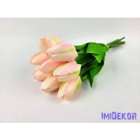  Tulipán 9 szálas kötegelt csokor 38 cm - Halvány Rózsaszínes