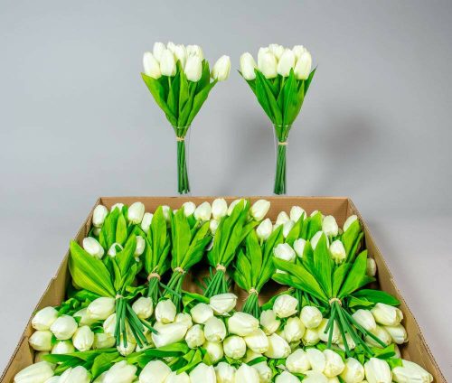 Tulipán 9 ágú kötegelt szálas selyemvirág csokor 39 cm
