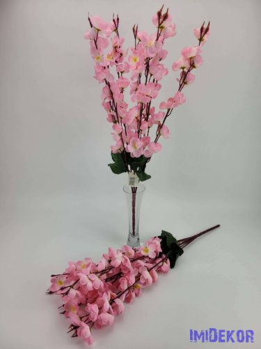 Barackvirág 7 ágú selyemvirág csokor 57 cm - Sötét Rózsaszín