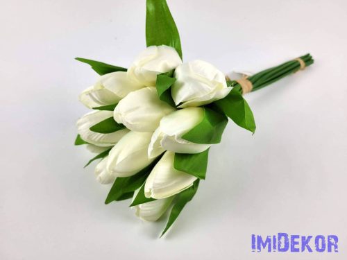 Tulipán 12 szálas kötegelt csokor 36 cm - Fehér