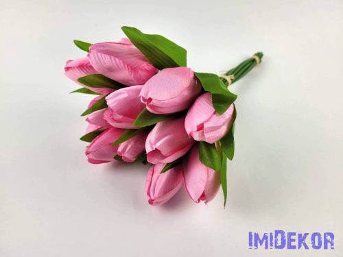Tulipán 12 szálas kötegelt csokor 36 cm - Rózsaszín