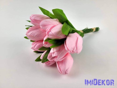 Tulipán 12 szálas kötegelt csokor 36 cm - Világos Rózsaszín