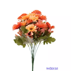 Margaréta 12 ágú selyemvirág csokor 43 cm - Narancsos