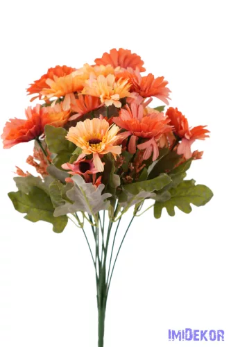 Margaréta 12 ágú selyemvirág csokor 43 cm - Narancsos