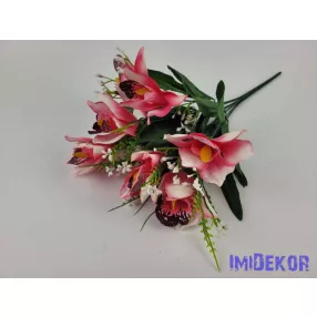 Orchidea 7 ágú selyem csokor 42 cm - Élénk Rózsaszín