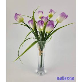 Krókusz 12 fejes selyem csokor 30 cm - Világos Lilás