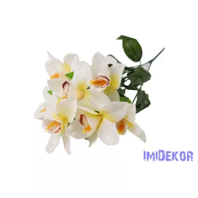 Orchidea 7 ágú selyemvirág csokor 45 cm - Fehér