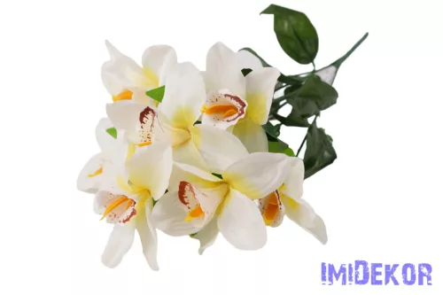 Orchidea 7 ágú selyemvirág csokor 45 cm - Fehér