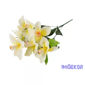 Orchidea 7 ágú selyemvirág csokor 45 cm - Krém