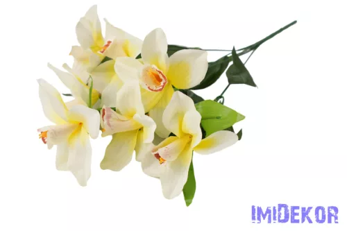 Orchidea 7 ágú selyemvirág csokor 45 cm - Krém