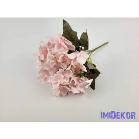   Hortenzia 5 ágú selyem csokor 26 cm - Halvány Rózsaszínes