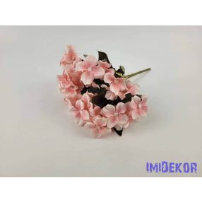   Hortenzia 5 ágú selyem csokor 26 cm - Barackos Rózsaszínes