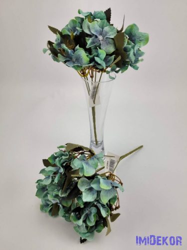 Hortenzia 5 ágú selyemvirág csokor 25 cm - Kékes
