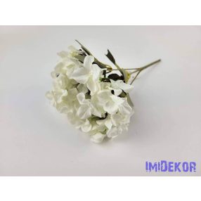 Hortenzia 5 ágú selyem csokor 26 cm - Törtfehér