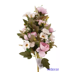   Féloldalas 12 ágú boglárka-cínea selyemcsokor 41 cm - Rózsaszín