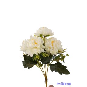 Krizantém 6 ágú selyemvirág csokor 28cm - Krém