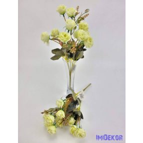 Rózsa 10 fejes selyem csokor 31 cm - Halvány zöld