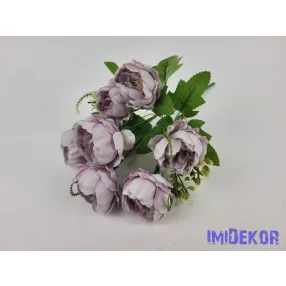 Peónia 7 ágú selyem csokor 31 cm - Világos Lilás