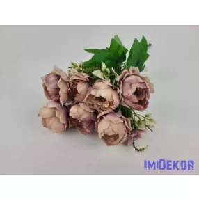 Peónia 7 ágú selyem csokor 31 cm - Púder-Mályva