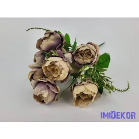 Peónia 7 ágú selyem csokor 31 cm - Sötét Mályvás