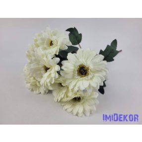 Gerbera 9 ágú selyem csokor 46 cm - Törtfehér