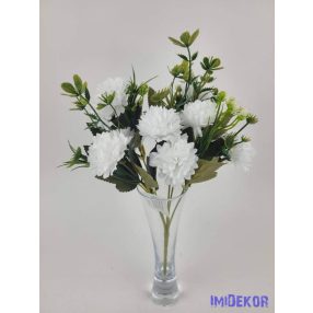 Krizantém 5 ágú 10 fejes selyem csokor 31cm - Fehér