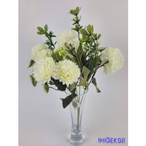 Krizantém 5 ágú 10 fejes selyem csokor 31cm - Krém