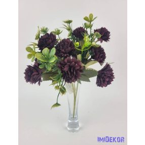 Krizantém 5 ágú 10 fejes selyem csokor 31cm - Bordó