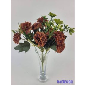 Krizantém 5 ágú 10 fejes selyem csokor 31cm - Rozsda