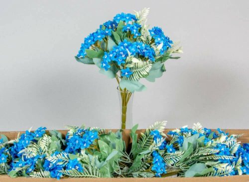 Kék Nefelejcs 12 ágú selyemvirág csokor 34 cm