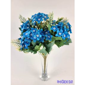 Kék nefelejcs 12 ágú selyemvirág csokor 36 cm