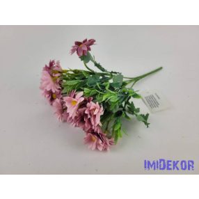 Margaréta 5 ágú selyem csokor 27 cm - Mályva-Rózsaszín