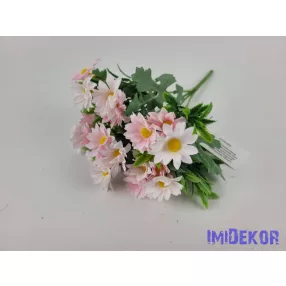   Margaréta 5 ágú selyem csokor 27 cm - Halvány Rózsaszínes