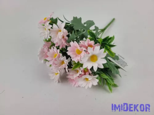 Margaréta 5 ágú selyem csokor 27 cm - Halvány Rózsaszínes