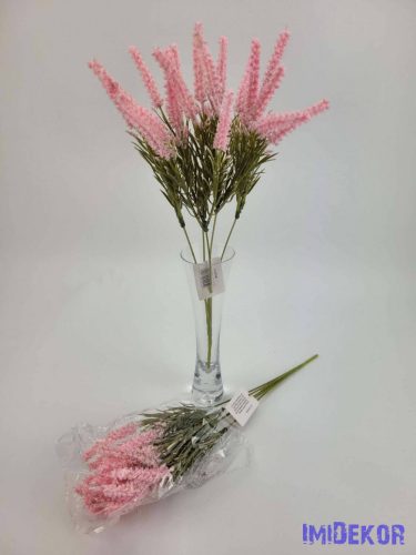 Levendula 5 ágú művirág díszítő csokor 35 cm - Rózsaszín