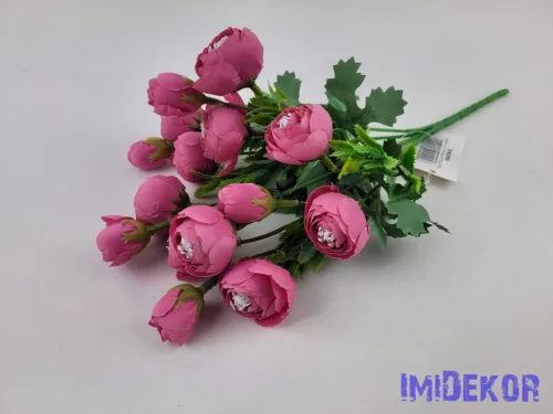 Boglárka 5 ágú selyem csokor 27 cm - Sötét Rózsaszín