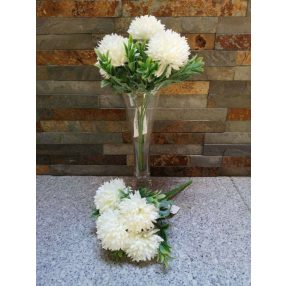 Krizantém 5 fejes selyemvirág csokor 25 cm - Krém