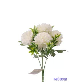 Krizantém 5 fejes selyemvirág csokor 25 cm - Krém