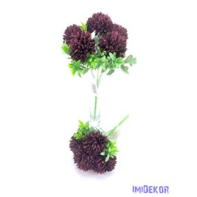 Krizantém 5 fejes selyemvirág csokor 25 cm - Bordó